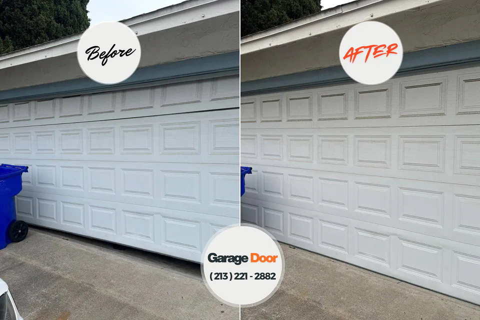 Before and after: garage door repair Paola, KS